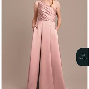 David's Bridal Blush One-Shoulder Gown
